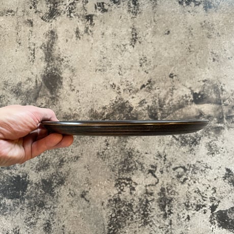 丸盆　がら筋象谷塗　24cm