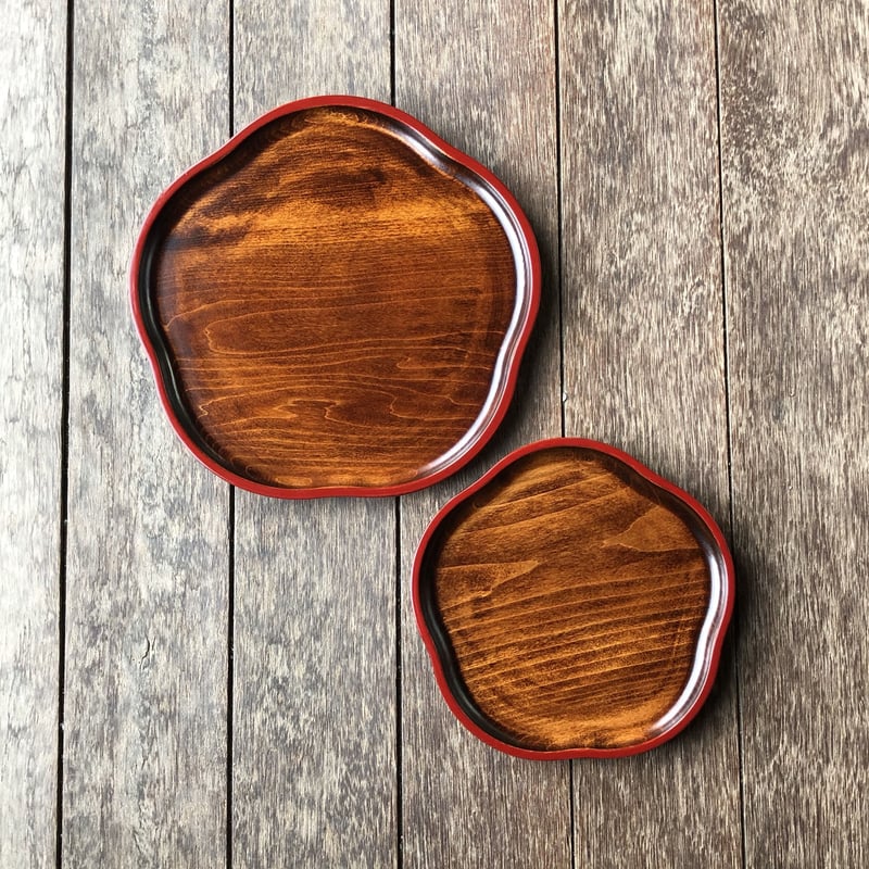 梅型盆21cm すり漆 渕朱 | Shop 87.5