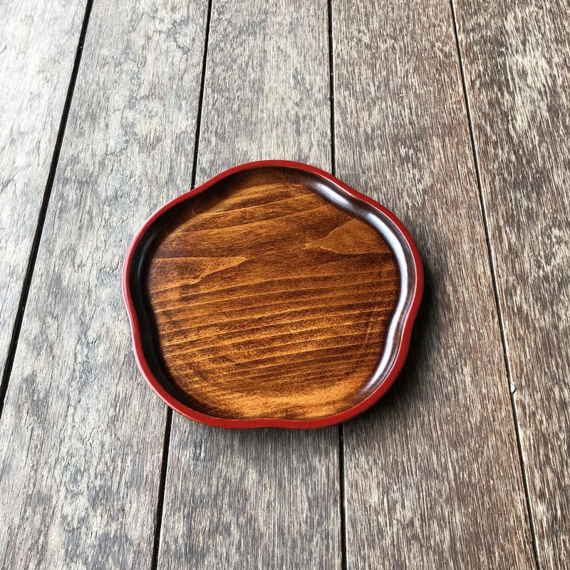 梅型盆21cm すり漆 渕朱 | Shop 87.5