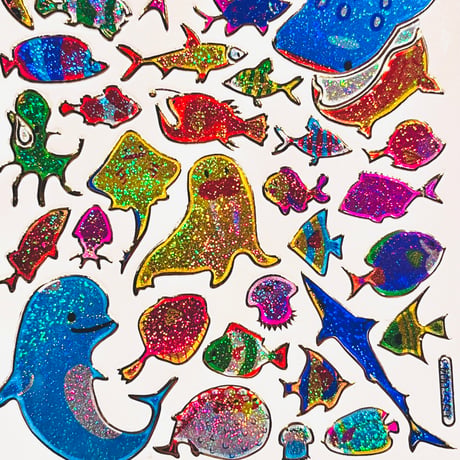 海の生き物 (12) キラキラ シール SEA ANIMAL STICKER