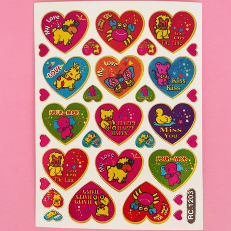 動物 ハート キラキラ シール  ANIMAL HEART STICKER