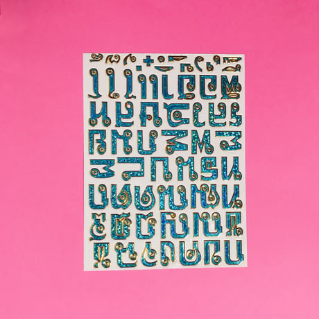 タイ語 文字 水色 キラキラ シール  THAI LETTER STICKER LIGHT BLUE