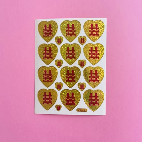 ダブルハピネス 黄色 キラキラ シール  DOUBLE HAPPINESS STICKER