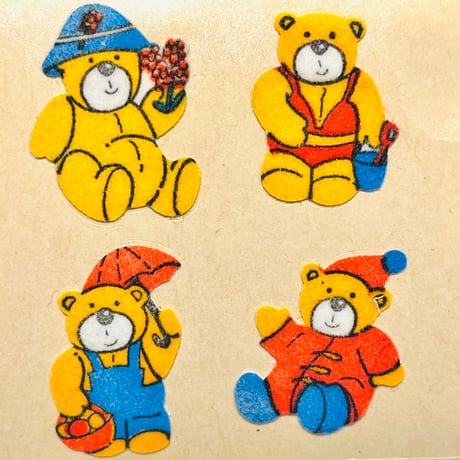黄色いクマ シール ザラザラ YELLOW BEAR STICKER