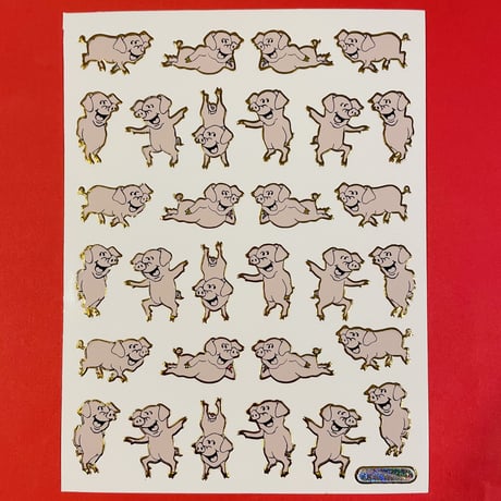 ひょうきんなブタ ② キラキラ シール PIG STICKER
