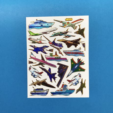 飛行機と船 キラキラ シール AIRPLANE AND SHIP STICKER