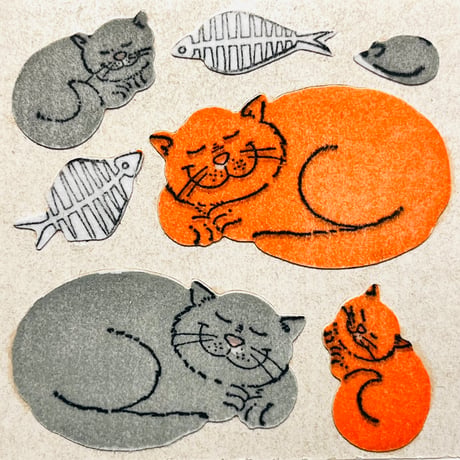 眠るネコ シール ザラザラ SLEEPING CAT STICKER