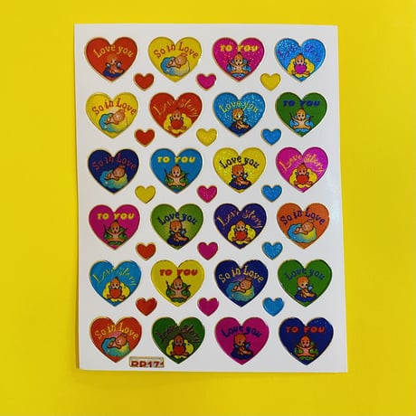 ハート イラスト ② キラキラ  シール HEART ILLUSTRATION STICKER
