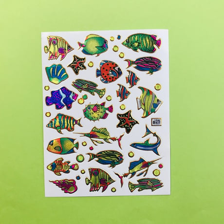 魚 ネオン キラキラ シール NEON FISH STICKER