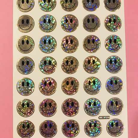 スマイル シルバー キラキラ シール  SMILE STICKER SILVER