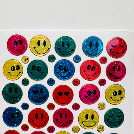 スマイル カラフル（いろんな顔） ⑥ キラキラ シール COLORFUL SMILE STICKER
