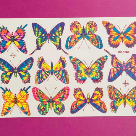 蝶々⑨ 薄いネオン シール 大 BUTTERFLY STICKER