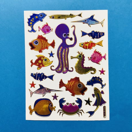 海の生き物 ③ キラキラ シール SEA ANIMAL STICKER