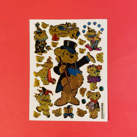 金色のクマ ② キラキラ シール  GOLD COLOR BEAR STICKER