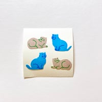 Great 7 シール 猫  ⑤（青とグレー） ザラザラ CATS STICKER