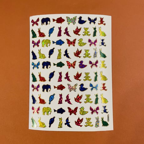 カラフル ミニ動物 キラキラ シール COLORFUL MINI ANIMAL STICKER