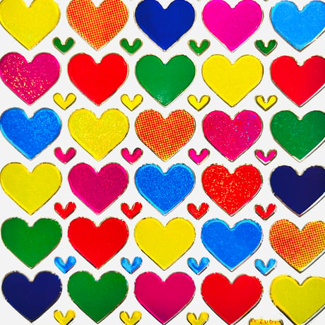 ハート カラフル (12) キラキラ シール COLORFUL HEART STICKER