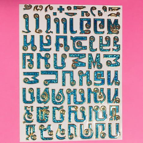 タイ語 文字 水色 キラキラ シール  THAI LETTER STICKER LIGHT BLUE