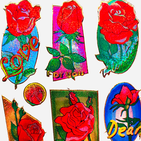 薔薇 ローズ ⑦ キラキラ シール  ROSE STICKER