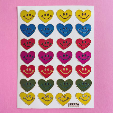 カラフル スマイル ② ハート キラキラ シール COLORFUL SMILE HEART STICKER