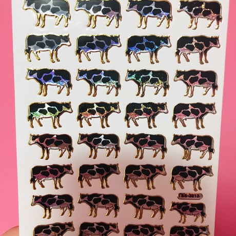 牛 キラキラ シール  COW STICKER