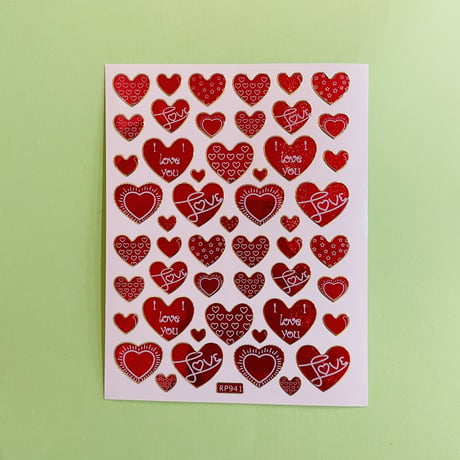 ハート 赤 ④ キラキラ シール RED HEART STICKER