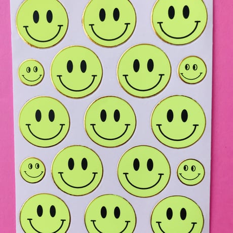 スマイル 黄色 蛍光 シール SMILE STICKER NEON YELLOW