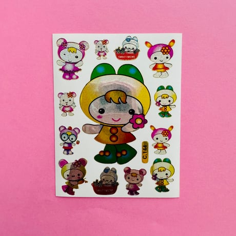 帽子を被った女の子 キラキラ シール GIRL STICKER