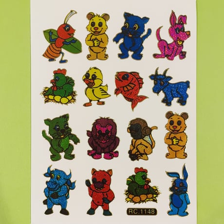 カラフル 動物 ① キラキラ シール COLORFUL ANIMAL STICKER