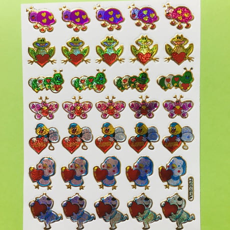 生き物いろいろ ハート キラキラ シール LIVING CREATURE HEART STICKER