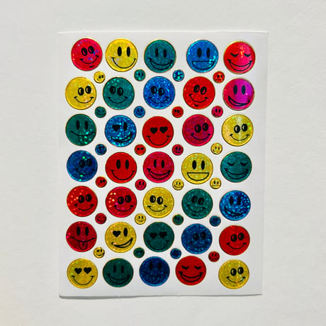 スマイル カラフル（いろんな顔） ⑥ キラキラ シール COLORFUL SMILE STICKER