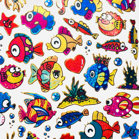 魚 (13) キラキラ シール FISH STICKER