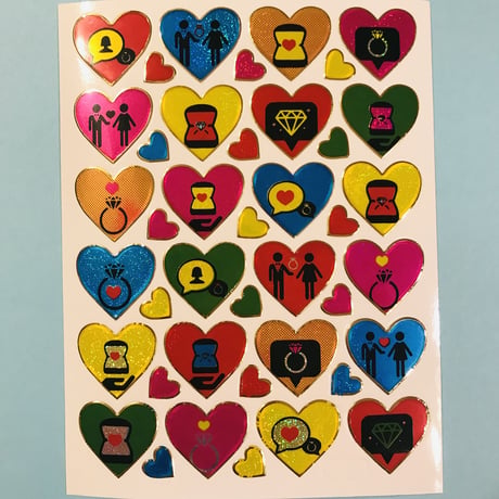 ハート カラフル ④ キラキラ シール COLORFUL HEART STICKER