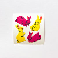 Great 7 シール ウサギ（黄色とピンク） ザラザラ RABBITS STICKER