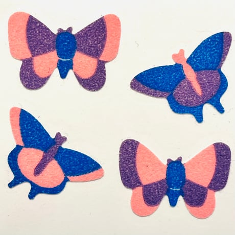Great 7 シール 蝶（ピンクと青） ザラザラ BUTTERFLY STICKER