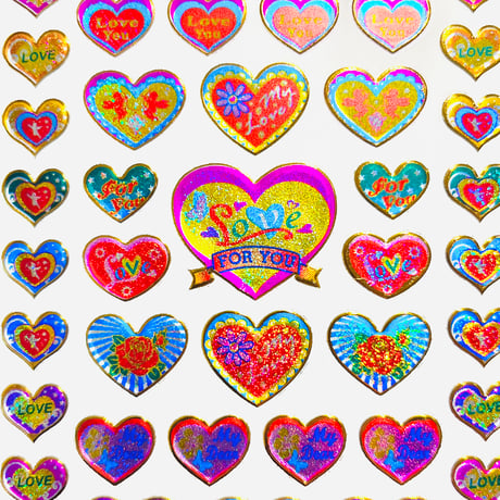 ハート カラフル 英語 ④ キラキラ シール COLOR HEART ENGLISH STICKER