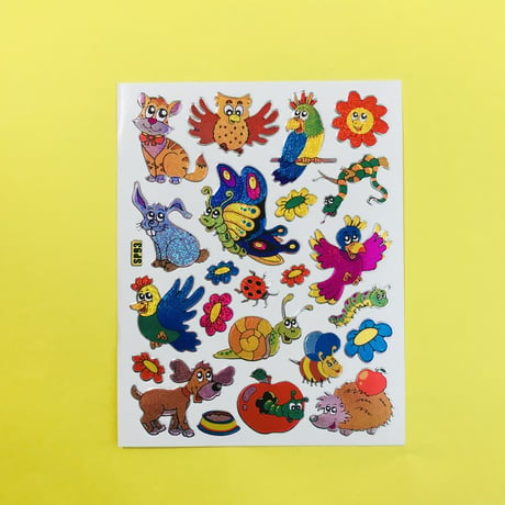 動物 上目使い キラキラ シール ANIMAL STICKER