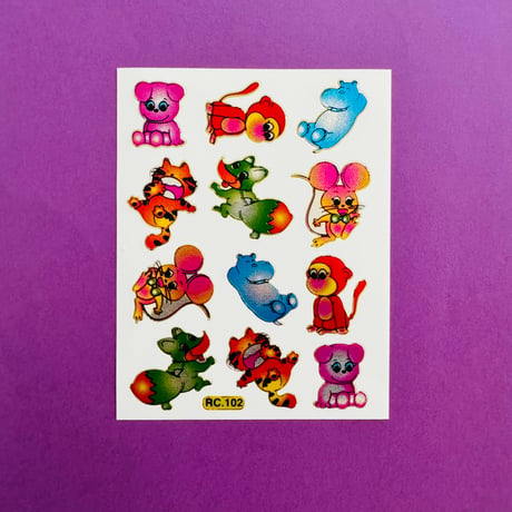 カラフル 動物 ⑧ キラキラ シール COLORFUL ANIMAL STICKER