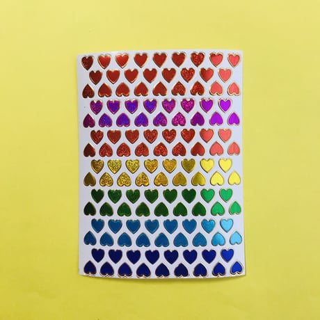 ミニハート カラフル ③ キラキラ シール MINI COLORFUL HEART STICKER
