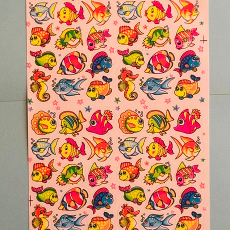 魚 シール ネオン 大 NEON FISH STICKER
