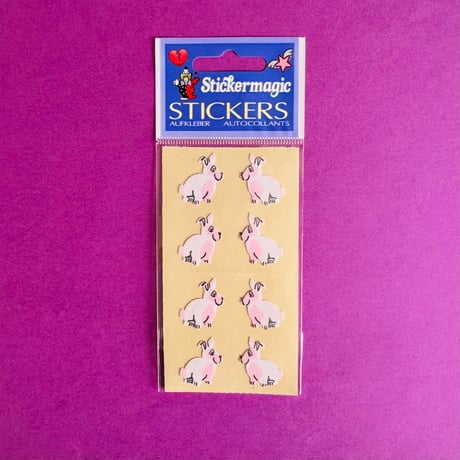ピンク ウサギ シール ザラザラ パッケージ入り PINK RABBIT STICKER