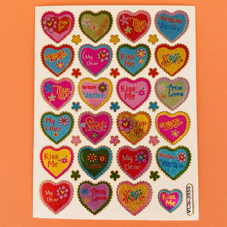 ハート イラスト ⑥ キラキラ  シール HEART ILLUSTRATION STICKER