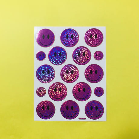 スマイル 薄い紫 キラキラ シール SMILE STICKER LIGHT PURPLE