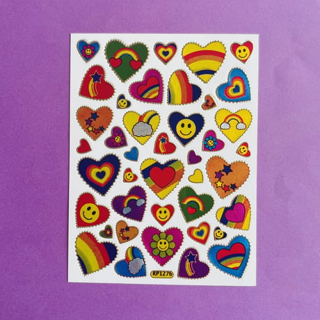 レインボー ② ハート キラキラ シール RAINBOW HEART STICKER