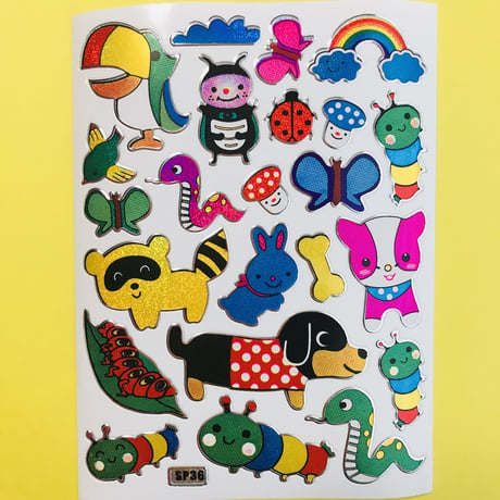 生き物いろいろ キラキラ シール LIVING CREATURE MIX STICKER