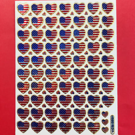 アメリカ国旗 ミニハート キラキラ シール USA FLAG MINI HEART STICKER