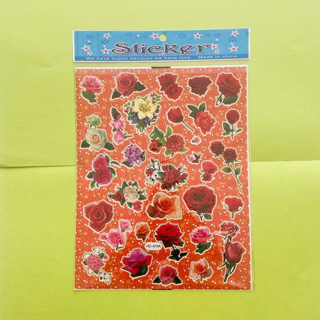 バラのシール オレンジの台紙 ROSE STICKER