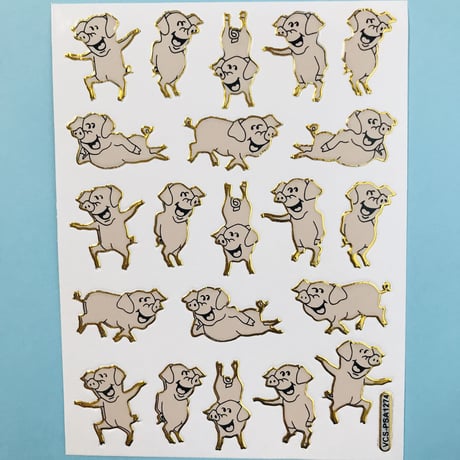 ひょうきんなブタ キラキラ シール PIG STICKER