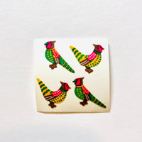 Great 7 シール カラフルな鳥（黄色と緑） ザラザラ BIRDS STICKER