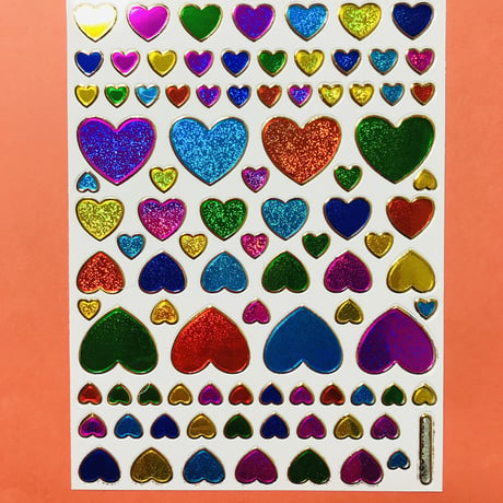 ハート カラフル ② キラキラ シール COLORFUL HEART STICKER
